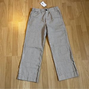 NWT OAK + FORT Straight Leg Striped Cropped Ankle Length Cotton Pants